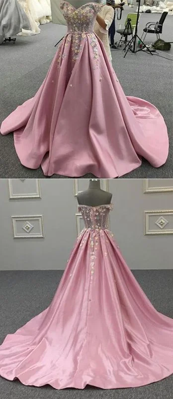 Your Discount is Waiting!Your Discount is Waiting!Pink Off Shoulder Satin Handmade Flowers Lace A Line Prom Dresses cg21877 Your Discount is Waiting!Your Discount is Waiting!Pink Off Shoulder Satin Handmade Flowers Lace A Line Prom Dresses cg21877