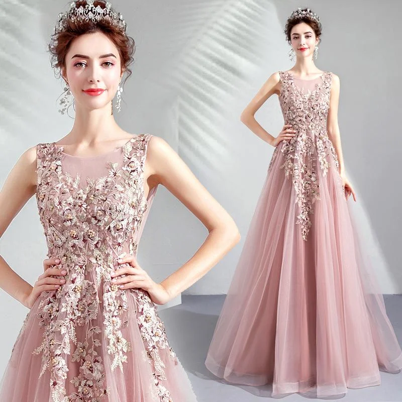 Don't Miss Out!Don't Miss Out!Pink Tulle Flowers V-Neckline Long Formal Gown, Lovely Pink Tulle Prom Dress Party Dress cg21917 Don't Miss Out!Don't Miss Out!Pink Tulle Flowers V-Neckline Long Formal Gown, Lovely Pink Tulle Prom Dress Party Dress cg21917