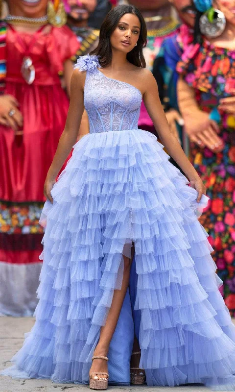 Huge Savings – Act Now!Sherri Hill 55256 - One Sleeve Ruffled Plus Size Prom Gown