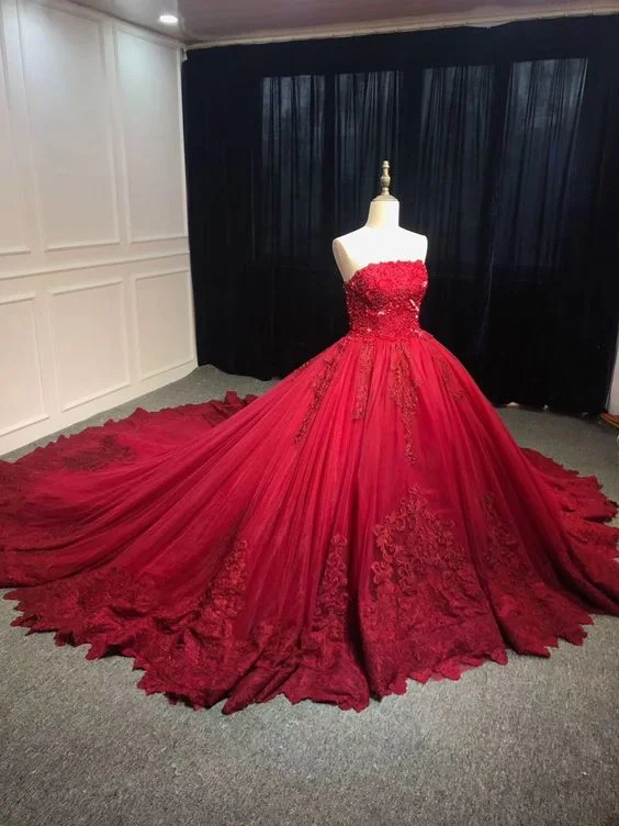 Bigger Savings, Better Shopping!Bigger Savings, Better Shopping!Strapless dark red ball gown lace appliques pearls crystals sequins beaded wedding prom dresses cg21868 Bigger Savings, Better Shopping!Bigger Savings, Better Shopping!Strapless dark red ball gown lace appliques pearls crystals sequins beaded wedding prom dresses cg21868