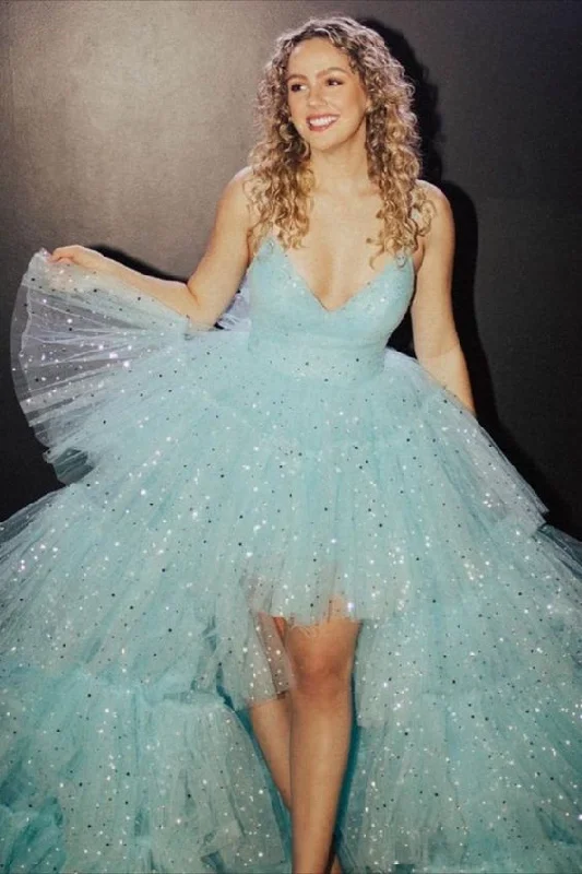 Crazy Discounts Inside!Crazy Discounts Inside!Stunning High Low Blue Sparkle Party prom Dress cg21910 Crazy Discounts Inside!Crazy Discounts Inside!Stunning High Low Blue Sparkle Party prom Dress cg21910