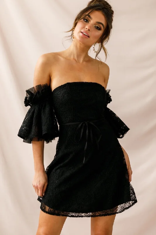 Great Deals, Just for You!Arna Bell Sleeve Embroidery Dress Black