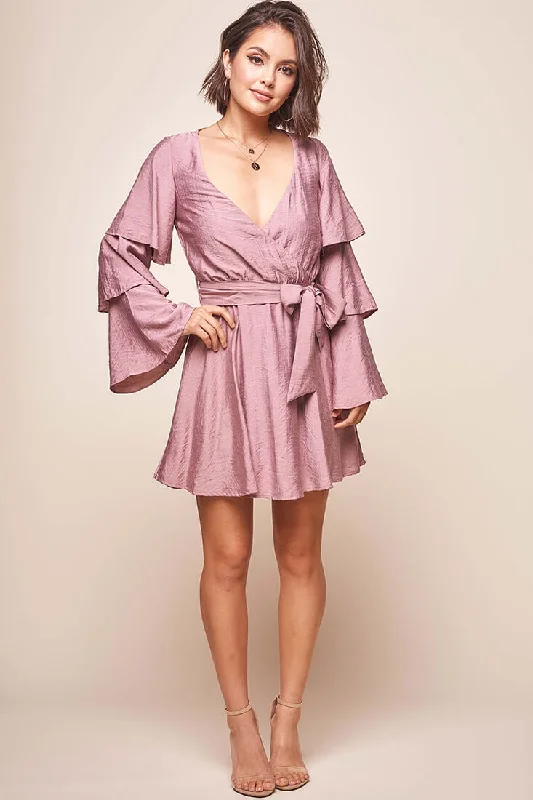 Your Dream Deal is Here!Your Dream Deal is Here!Bellini Tiered Ruffle Sleeve Dress Mauve Your Dream Deal is Here!Your Dream Deal is Here!Bellini Tiered Ruffle Sleeve Dress Mauve