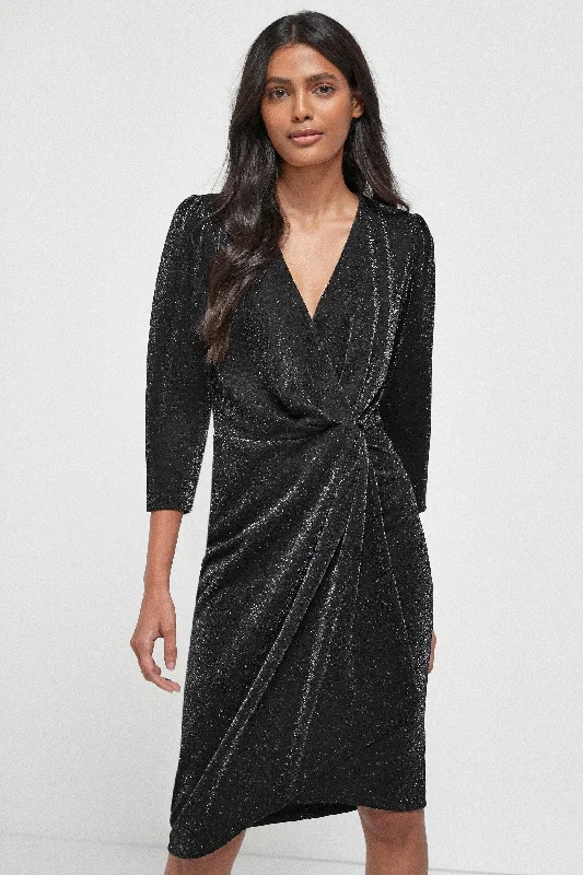 Score Big Savings Today!Score Big Savings Today!Black Sparkle Jersey Wrap Dress