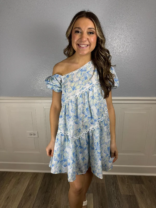 Shop Now and Save!Shop Now and Save!Blue floral asymmetrical dress