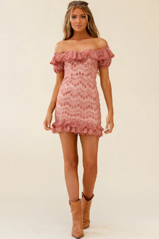 Get It Before It’s Gone!Get It Before It’s Gone!Bobby Bardot Neckline Floral Lace Overlay Dress Rose Get It Before It’s Gone!Get It Before It’s Gone!Bobby Bardot Neckline Floral Lace Overlay Dress Rose
