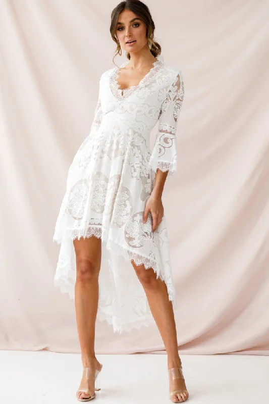 Don’t Wait – Deals Won’t Last!Don’t Wait – Deals Won’t Last!Chantilly High-Low Bell Sleeve Dress White Don’t Wait – Deals Won’t Last!Don’t Wait – Deals Won’t Last!Chantilly High-Low Bell Sleeve Dress White