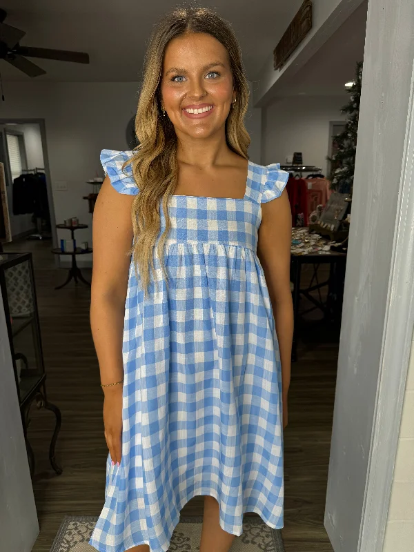 Score Big Savings Today!Score Big Savings Today!light blue checkered dress