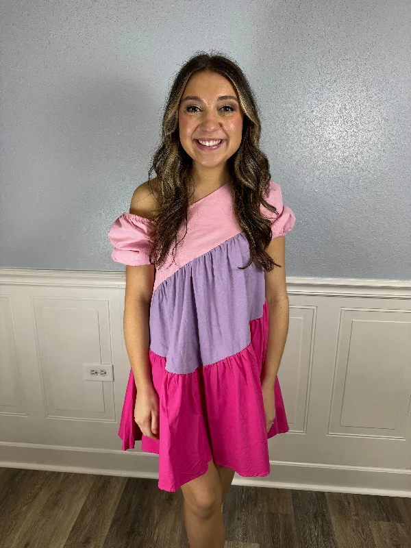 Limited Edition, Limited Price!Limited Edition, Limited Price!Pink multi asymmetrical neck line dress Limited Edition, Limited Price!Limited Edition, Limited Price!Pink multi asymmetrical neck line dress