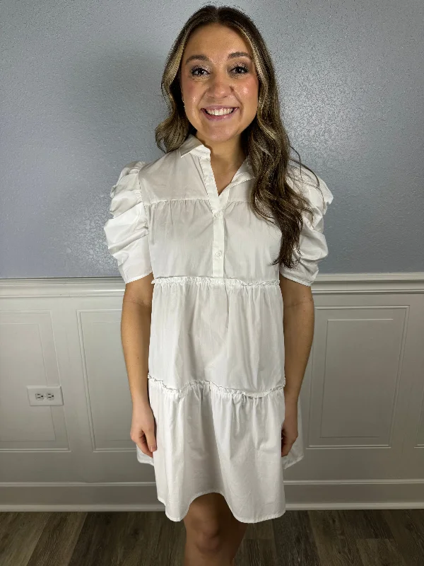 Hurry! While Supplies Last!Hurry! While Supplies Last!White puff sleeve collared dress Hurry! While Supplies Last!Hurry! While Supplies Last!White puff sleeve collared dress