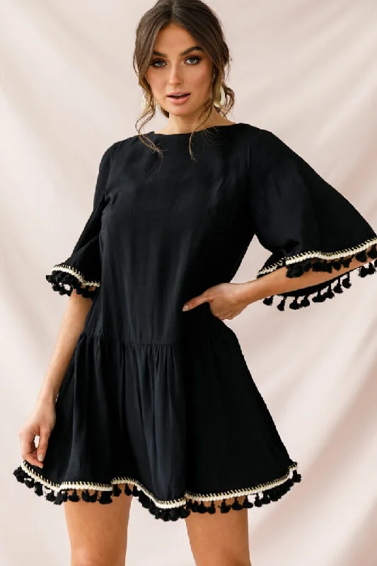 Lowest Prices Guaranteed!Lowest Prices Guaranteed!Donna Dropped Waist Tassel Dress Black Lowest Prices Guaranteed!Lowest Prices Guaranteed!Donna Dropped Waist Tassel Dress Black