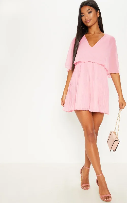 Huge Savings – Act Now!Huge Savings – Act Now!Dusty Pink Cape Pleated Detail Skater Dress Huge Savings – Act Now!Huge Savings – Act Now!Dusty Pink Cape Pleated Detail Skater Dress