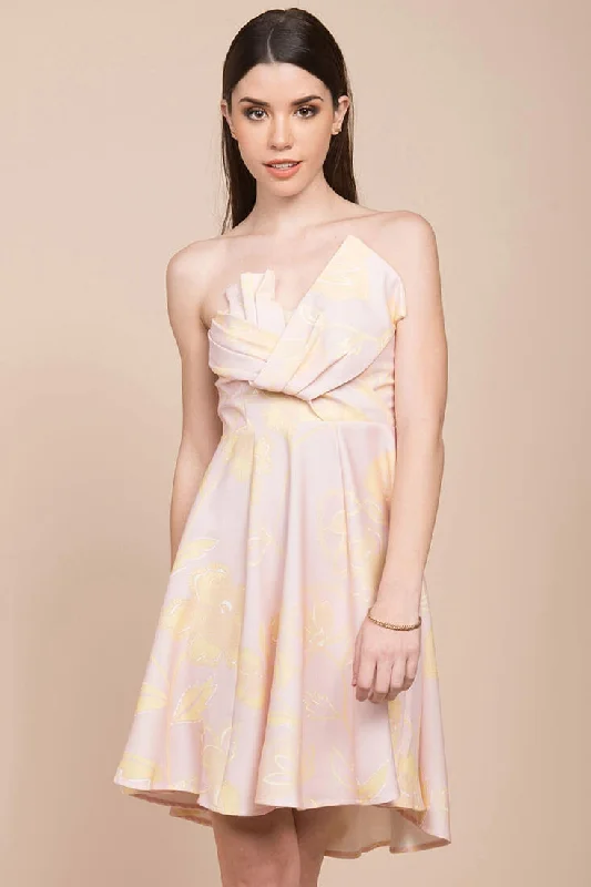 Flash Sale – Act Fast!Flash Sale – Act Fast!Elise Strapless Formal Dress Pink & Yellow