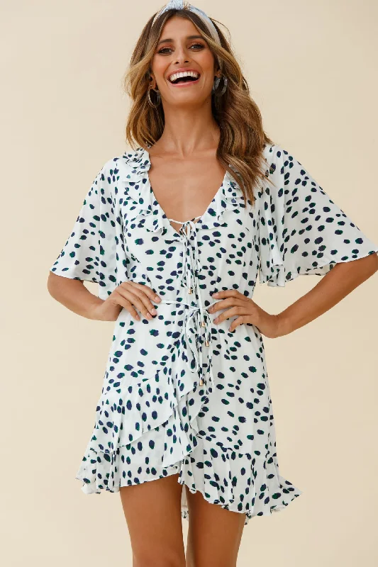 Shop Today, Save Tomorrow!Shop Today, Save Tomorrow!Keziah Angel Sleeve Ruffle Trim Dress Spotty Print White Shop Today, Save Tomorrow!Shop Today, Save Tomorrow!Keziah Angel Sleeve Ruffle Trim Dress Spotty Print White