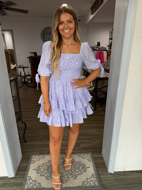 Huge Price Cuts Await!Huge Price Cuts Await!Lavender tiered dress w/ smock detail