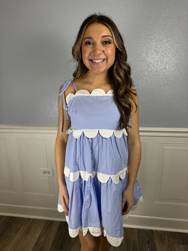 Your Best Deals Are Here!Your Best Deals Are Here!Light blue scalloped trim dress