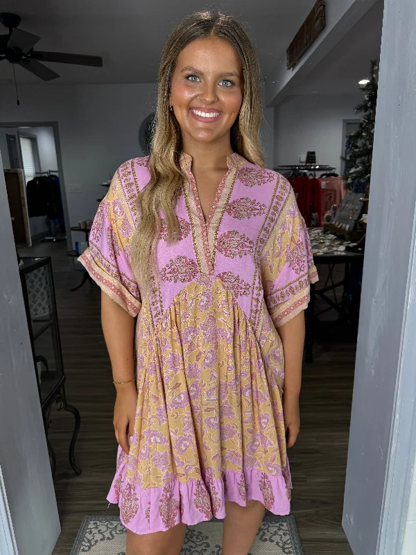 Limited Edition, Limited Price!Limited Edition, Limited Price!Pale yellow & pink boho flowy dress Limited Edition, Limited Price!Limited Edition, Limited Price!Pale yellow & pink boho flowy dress