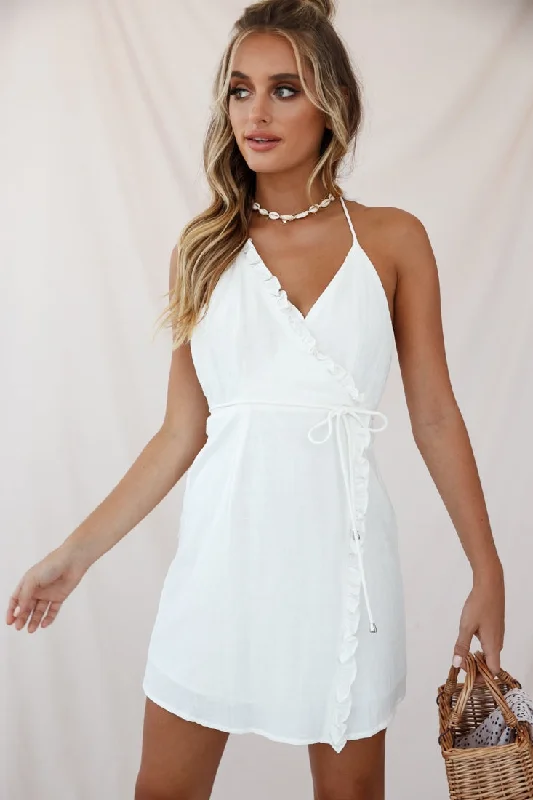 Your Chance to Save is Now!Your Chance to Save is Now!Pamela Spaghetti Strap Halterneck Dress White Your Chance to Save is Now!Your Chance to Save is Now!Pamela Spaghetti Strap Halterneck Dress White