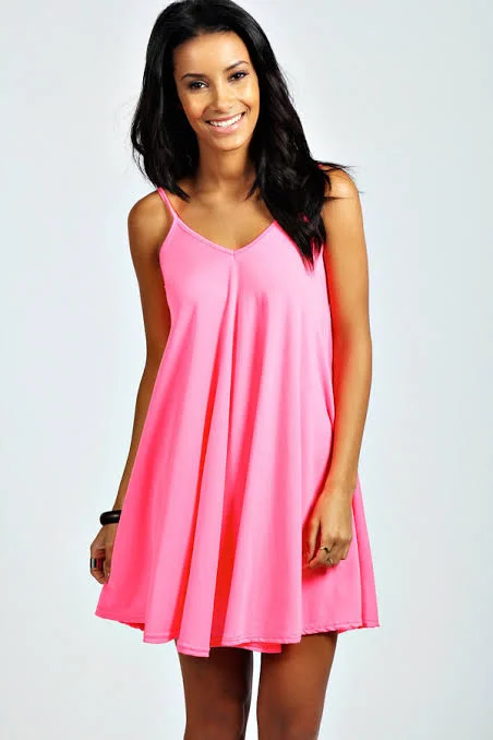 Best Deals Just for You!Best Deals Just for You!Pink Strappy Swing Dress