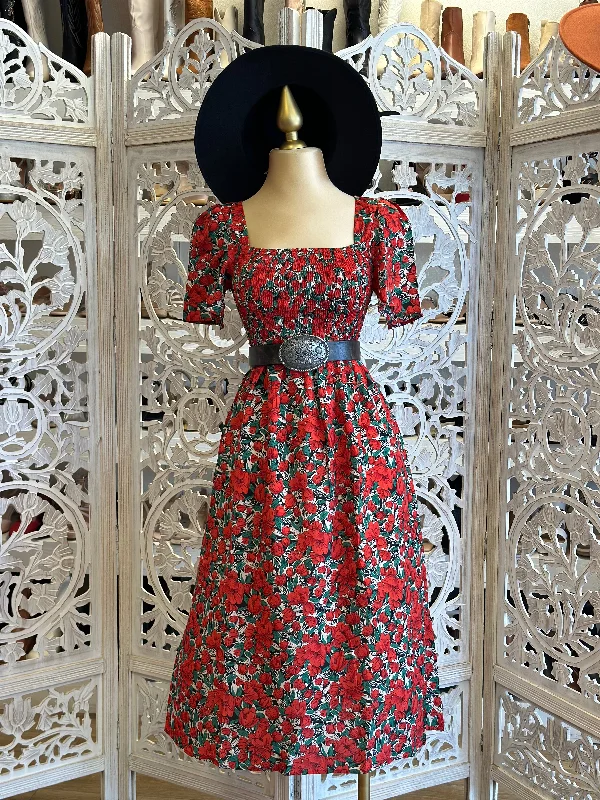 Huge Savings – Act Now!Huge Savings – Act Now!Red Floral Square Neck Dress- Stretchy Huge Savings – Act Now!Huge Savings – Act Now!Red Floral Square Neck Dress- Stretchy