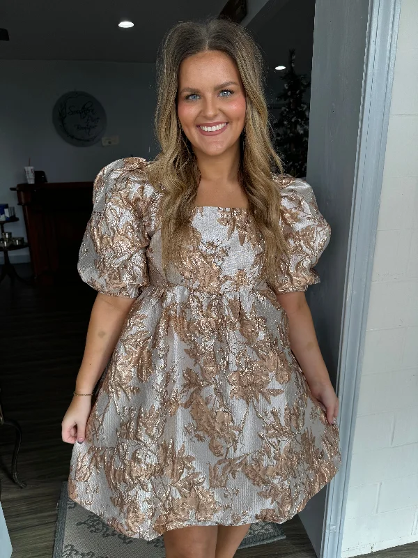 Get More, Spend Less – Shop Now!Get More, Spend Less – Shop Now!Rose gold floral embroidered detail dress