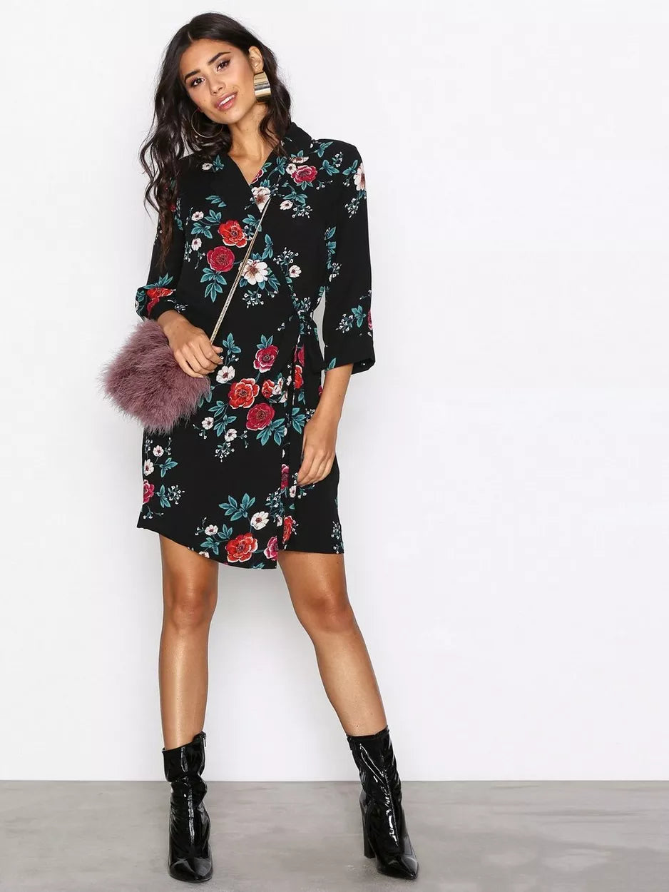 Biggest Sale of the Season!Rose Print Wrap Dress