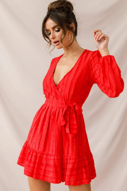 Limited Deals, Unlimited Savings!Limited Deals, Unlimited Savings!Rubi Textured Wrap Dress Red Limited Deals, Unlimited Savings!Limited Deals, Unlimited Savings!Rubi Textured Wrap Dress Red
