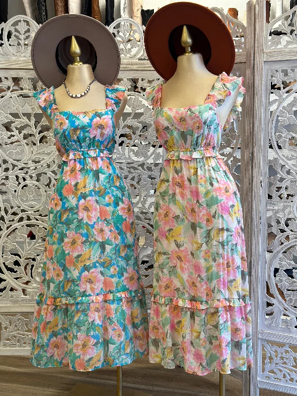 Your Favorite Sale is Back!Your Favorite Sale is Back!Ruffle Sleeve Maxi Floral Dress- Stretchy
