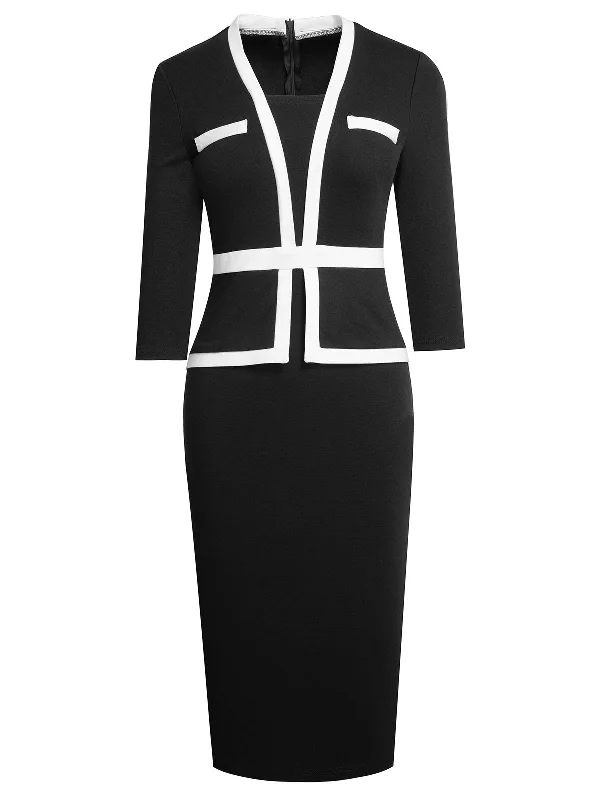 Shop Today, Save Tomorrow!Shop Today, Save Tomorrow!1960s Contrast Trim Bodycon Dress Shop Today, Save Tomorrow!Shop Today, Save Tomorrow!1960s Contrast Trim Bodycon Dress