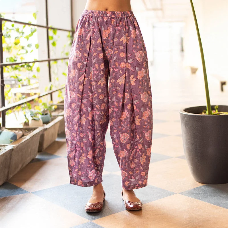 Special Discounts Inside!Special Discounts Inside!Cotton Block Print Pants for Women | Purple