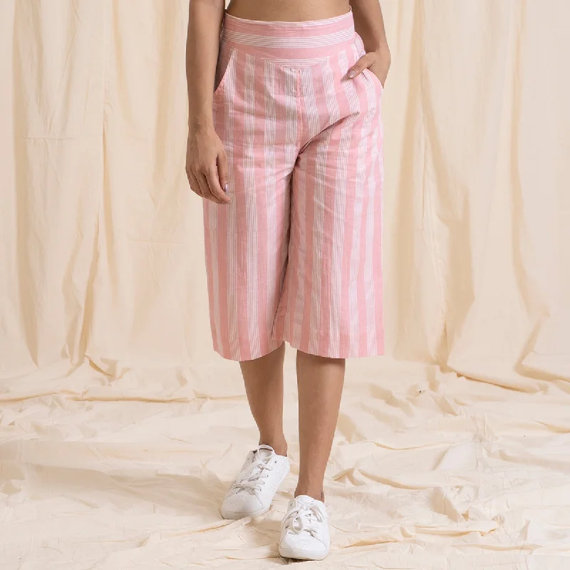 Time to Snag a Bargain!Cotton Culottes Pants | Striped | Pink