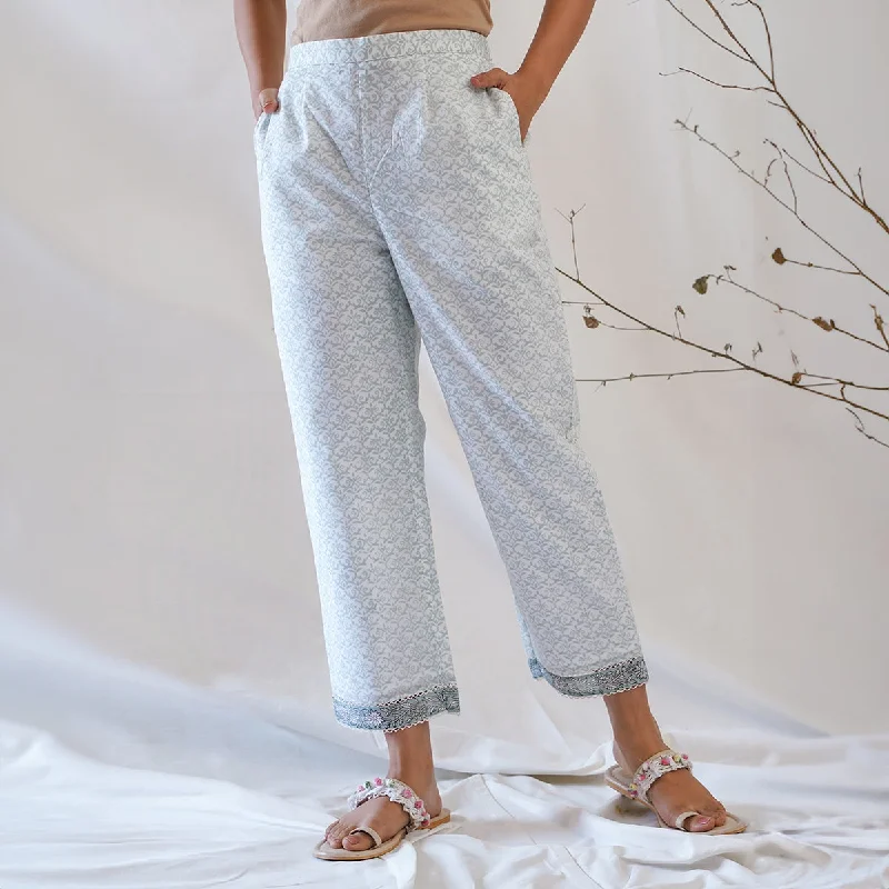 Unmissable Offers Await!Mulmul Cotton Pajama Pants for Women| Straight | Light Green