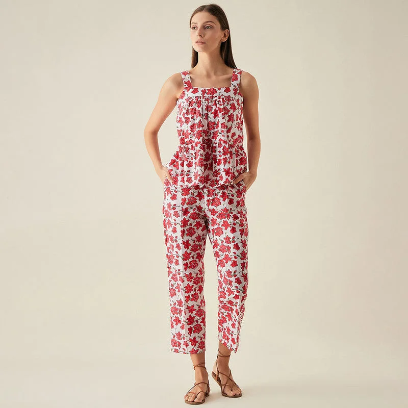 Seasonal Sale – Shop Now!Seasonal Sale – Shop Now!Cotton Pants | Floral Print | Red