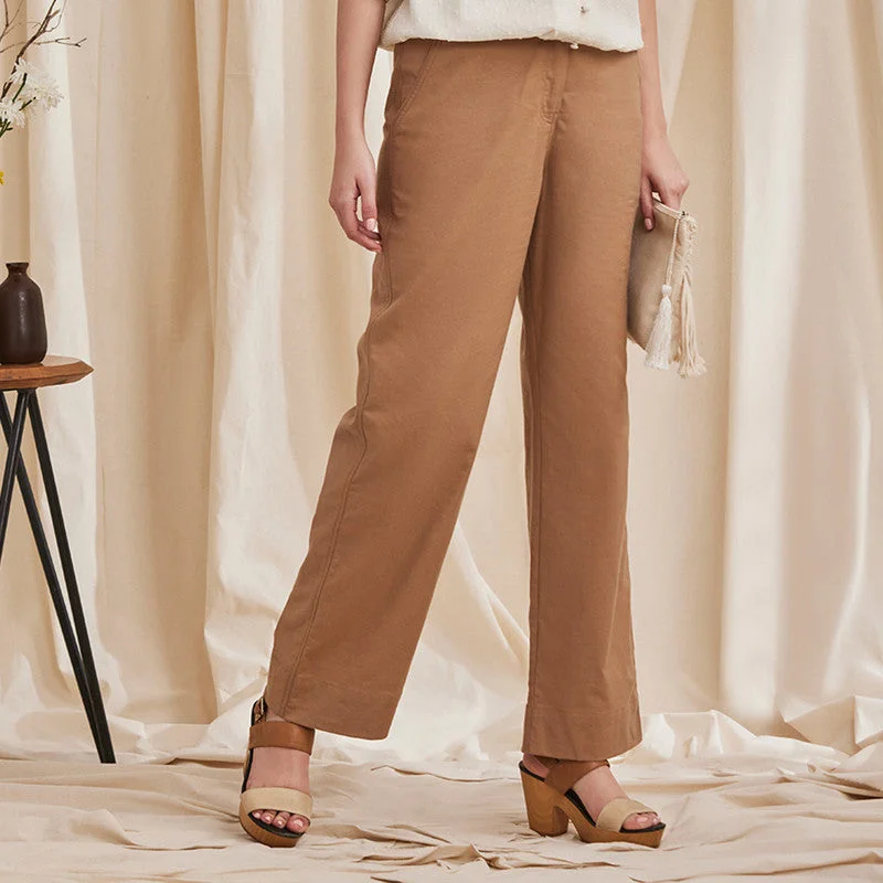 Best Price of the Season!Best Price of the Season!Organic Cotton Trousers for Women | Straight Cut | Camel Brown Best Price of the Season!Best Price of the Season!Organic Cotton Trousers for Women | Straight Cut | Camel Brown
