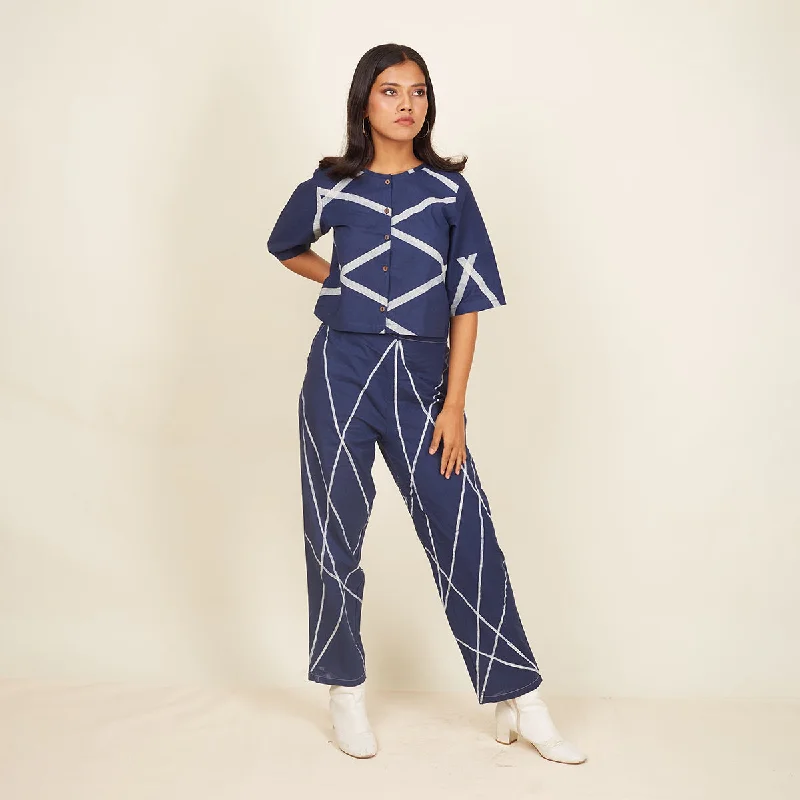 Hottest Discounts of the Year!Cotton Pants for Women | Abstract Print | Navy