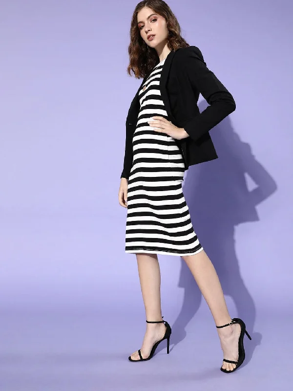Great Deals, Just for You!Great Deals, Just for You!Black & White Stripe Rib Bodycon Dress Great Deals, Just for You!Great Deals, Just for You!Black & White Stripe Rib Bodycon Dress
