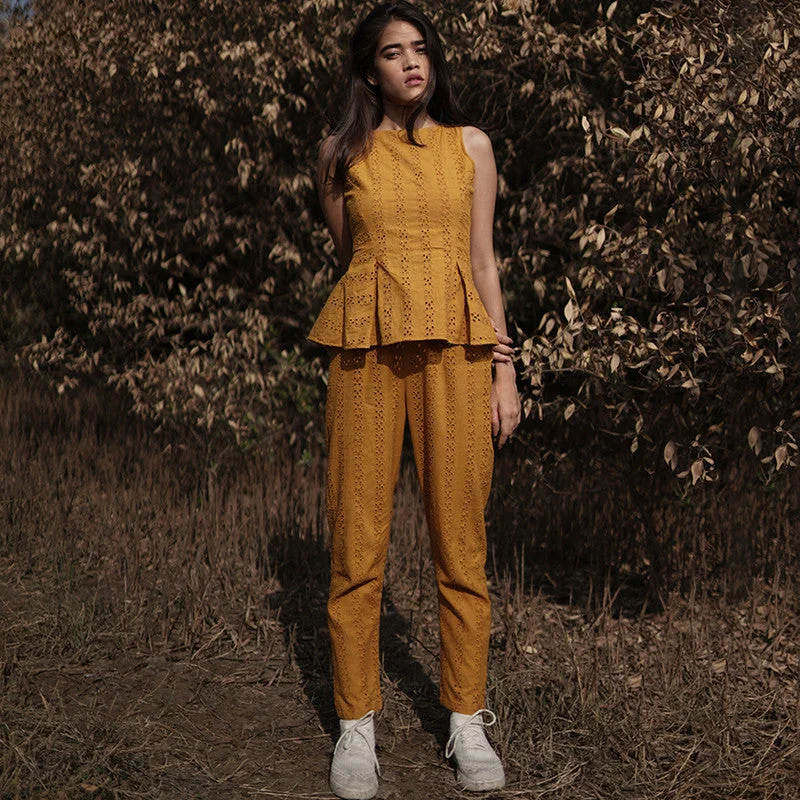 Shop Now and Save!Shop Now and Save!Cotton High Waisted Pants | Yellow