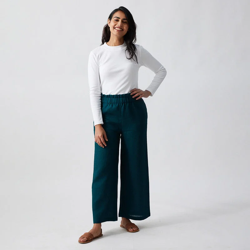 Limited-Time Price Drop!Limited-Time Price Drop!Linen Flared Pants | Dark Teal