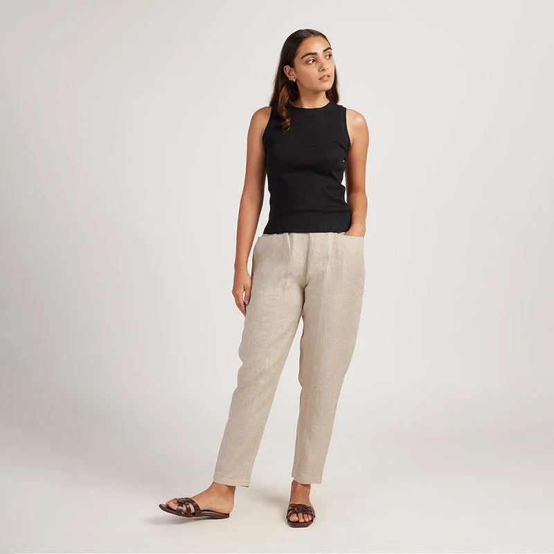 Exclusive Offers You’ll Love!Exclusive Offers You’ll Love!Women Linen Pants | Pull-Up | Beige
