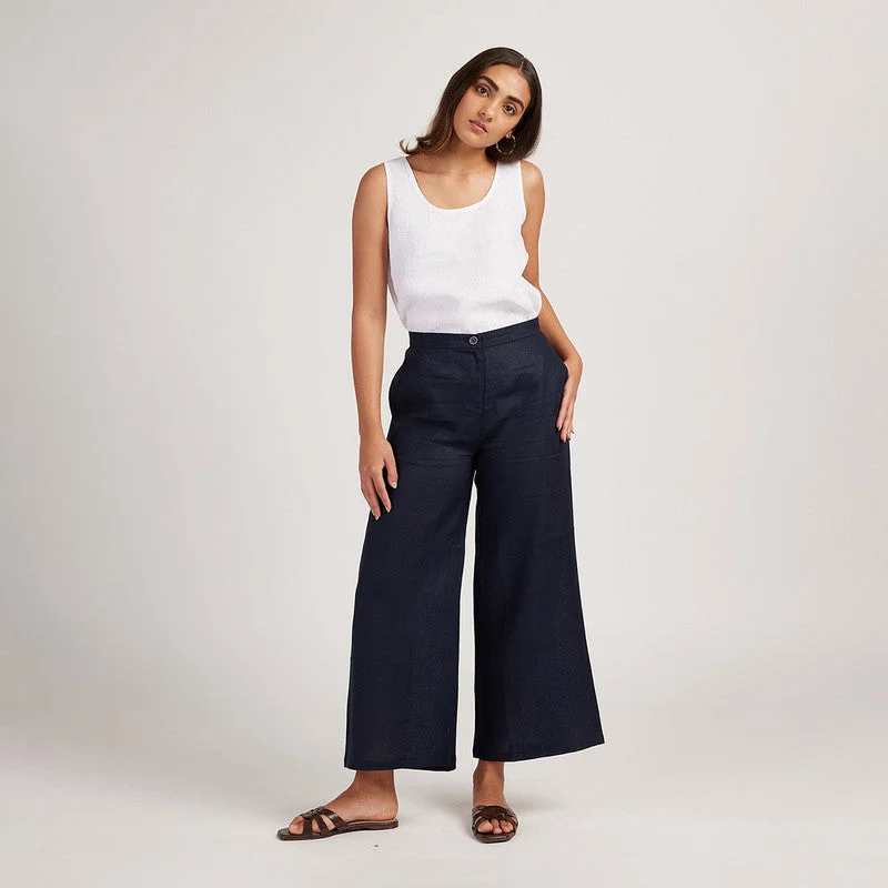 Mega Sale Happening Now!Mega Sale Happening Now!Women Linen Pants | Wide-Leg | Indigo
