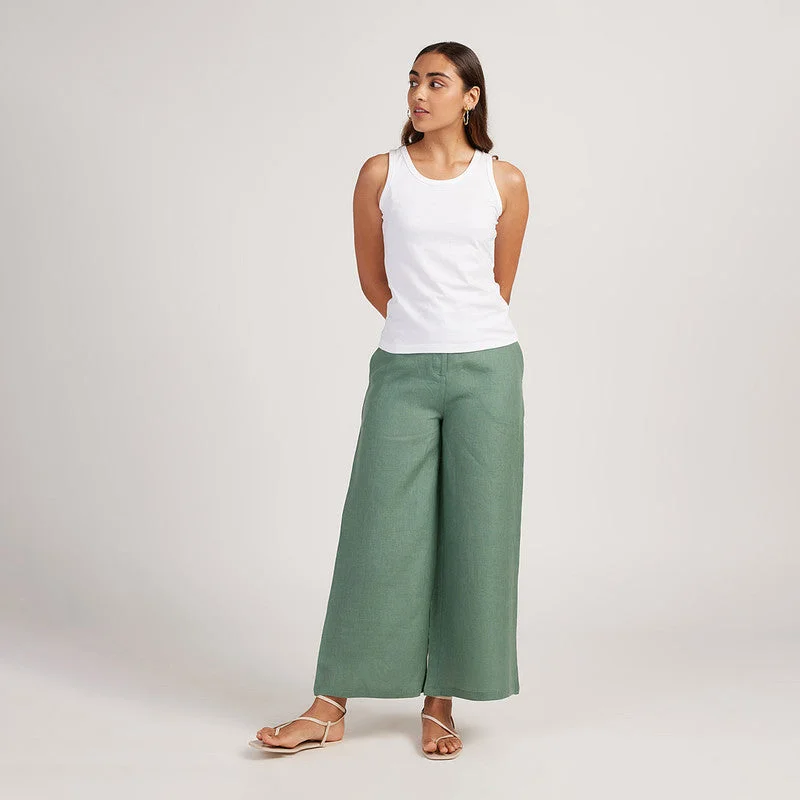 Mega Sale Happening Now!Women Linen Pants | Wide-Leg | Sage Green