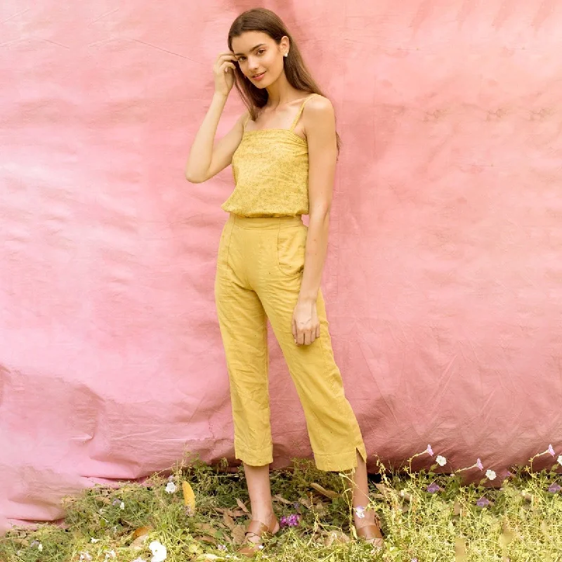 Buy More, Pay Less!Buy More, Pay Less!Mul Cotton Slim Fit Pants | Handblocked | Yellow