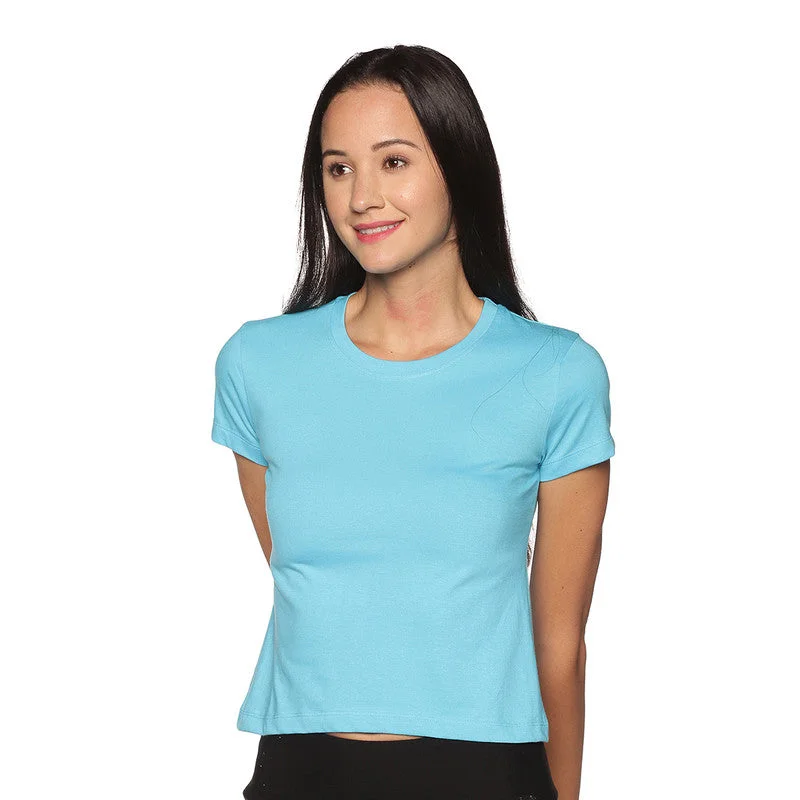 Stock Up and Save!Organic Cotton T-shirt for Women | Crew Neck | Aqua Blue