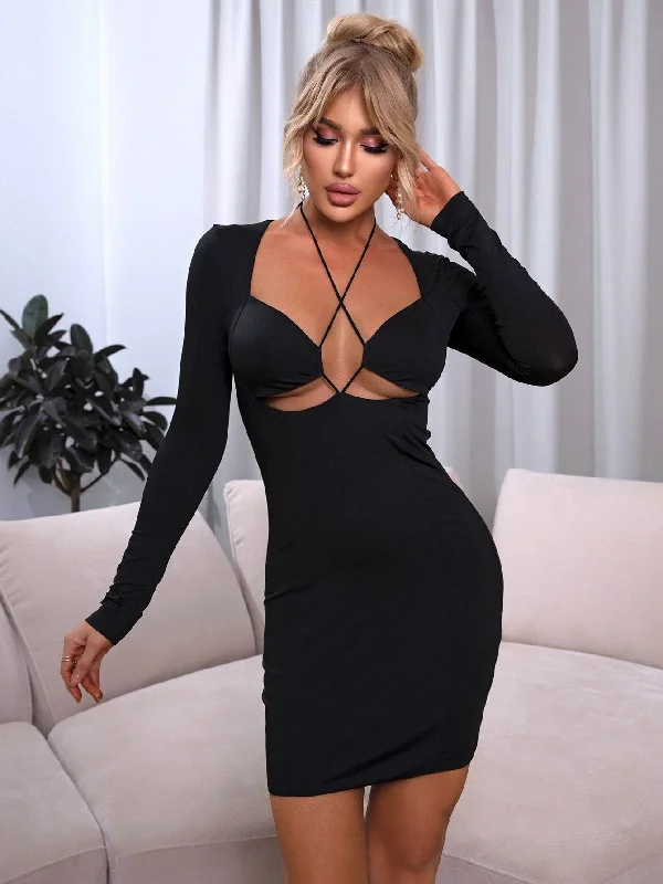 Your Favorite Sale is Back!Your Favorite Sale is Back!Halter Neck Crisscross Long Sleeve Bodycon Dress Your Favorite Sale is Back!Your Favorite Sale is Back!Halter Neck Crisscross Long Sleeve Bodycon Dress
