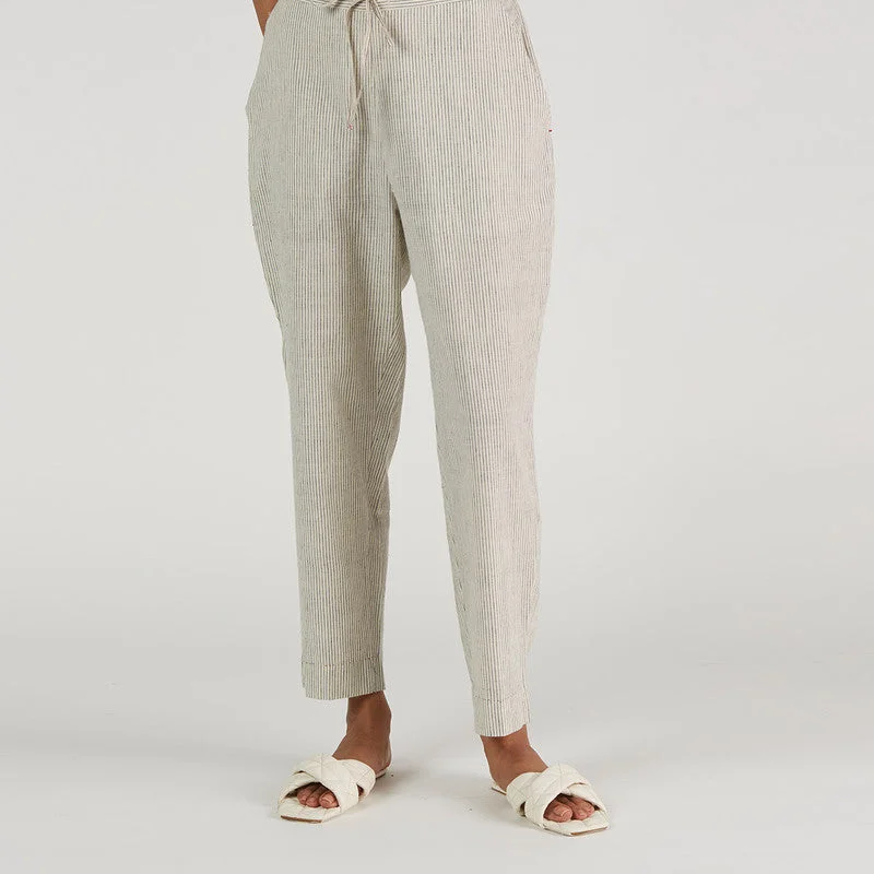 Only a Few Left – Order Now!Only a Few Left – Order Now!Handloom Malkha Striped Pants | Off White