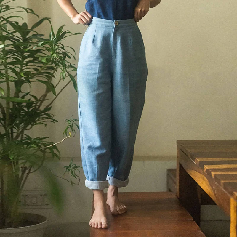 Huge Price Cuts Await!Huge Price Cuts Await!Cotton Twill Weave Elasticated Pants | Blue Huge Price Cuts Await!Huge Price Cuts Await!Cotton Twill Weave Elasticated Pants | Blue