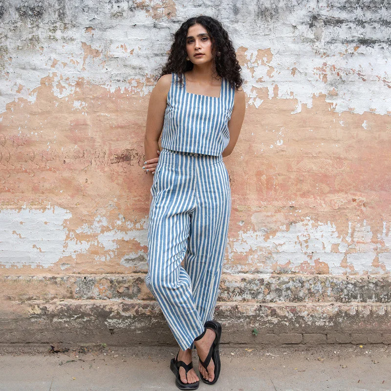 Exclusive Deals Just for You!Exclusive Deals Just for You!Kala Cotton High Waist Pants For Women | Block Printed | Blue