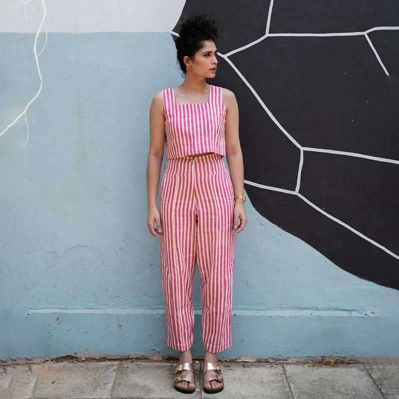 Don't Miss Out!Don't Miss Out!Kala Cotton High Waist Pants For Women | Block Printed | Pink
