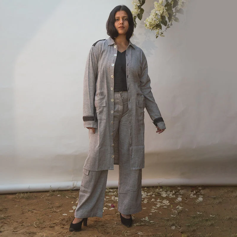 Buy More, Save More!Cotton Co Ord Set | Long Overlay & Pants | Unisex | Black & Grey
