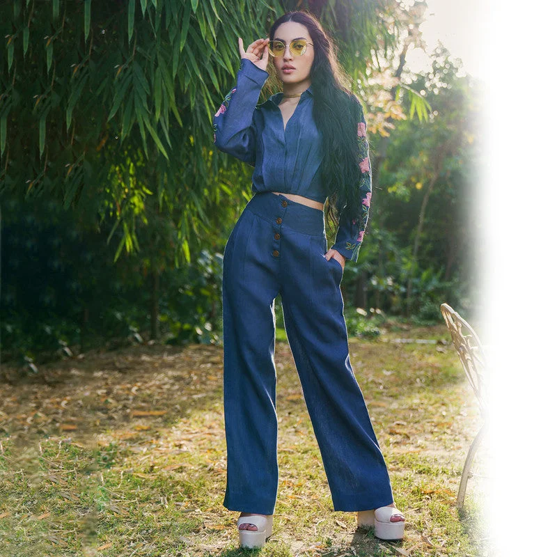 Huge Savings – Act Now!Huge Savings – Act Now!Linen Flared Pants | Navy